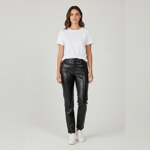 High Rise Black Faux Leather CrocPants  Jeans Embossed by Soft Surroundings
